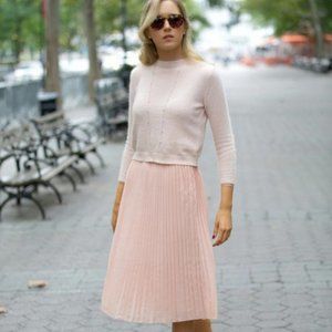 Adiva Micro Pleated Midi Skirt M Blush NWT